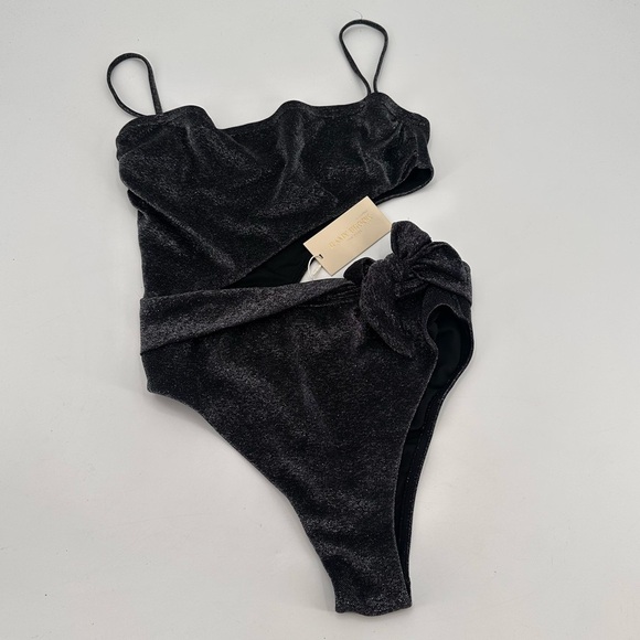 Ramy Brook Sparkle Gigi One-Piece Cutout Swimsuit Swim Medium NEW - Picture 2 of 6